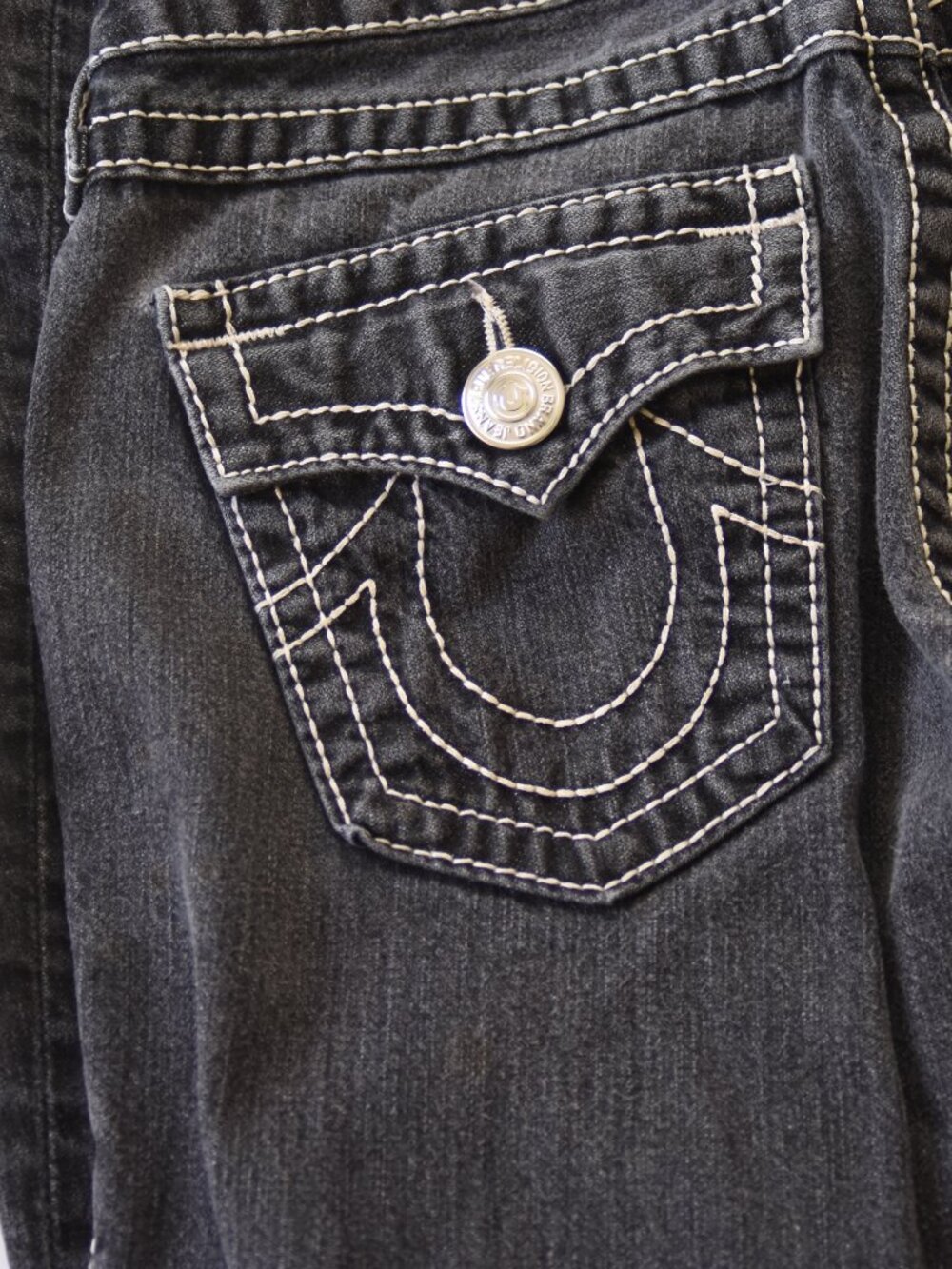Vtg True Religion Joey Big T Flare Jeans Women's 27 MADE IN USA Y2K Twisted Seam - Picture 4 of 11